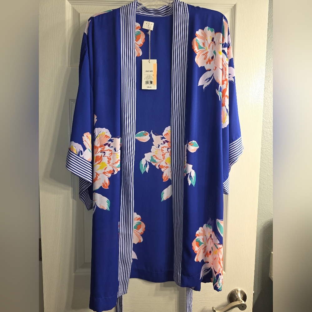 Women's A New Day Floral Kimono Cardigan Robe Cover Up Shirt Top